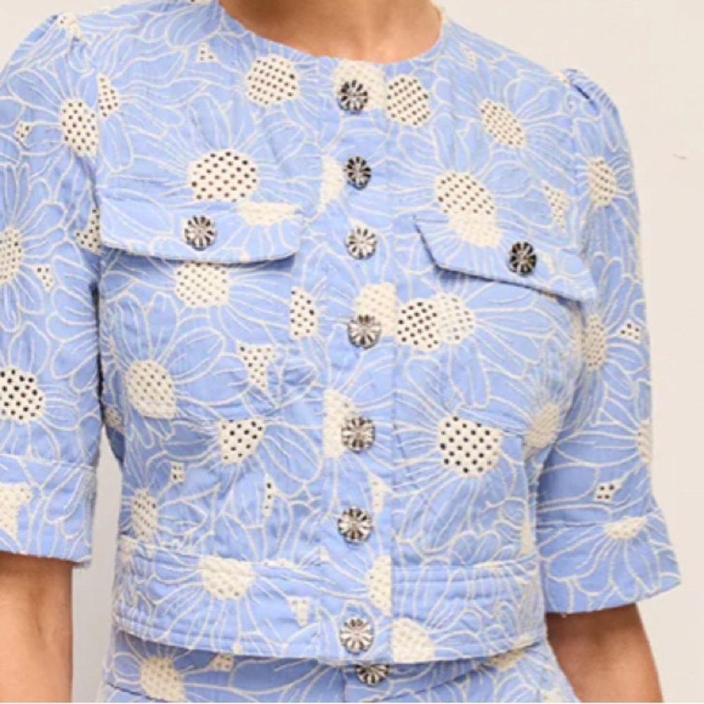 Commense Blue Floral Button Down Shirt